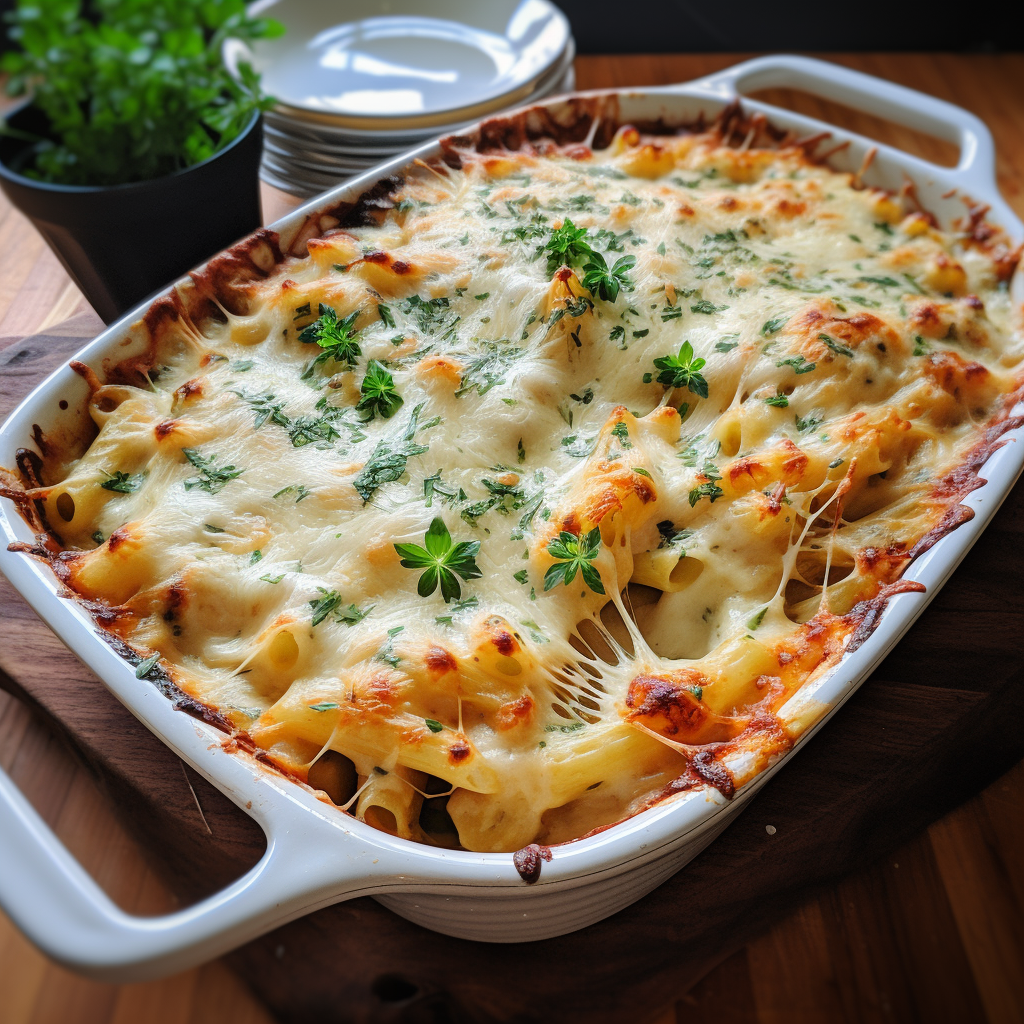 Creamy three cheese pasta bake