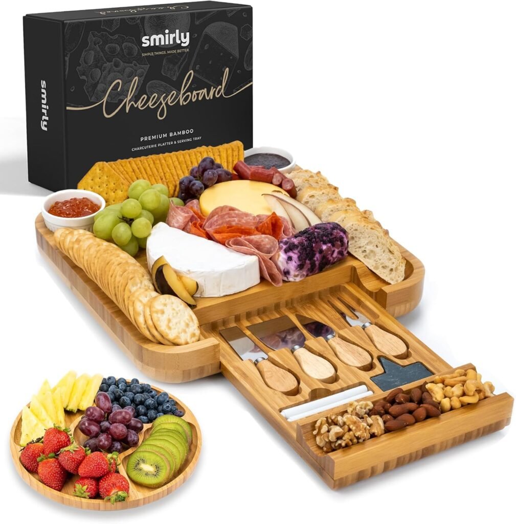 SMIRLY Charcuterie Boards Gift Set: Charcuterie Board Set, Bamboo Cheese Board Set - House Warming Gifts New Home, Wedding Gifts for Couple, Bridal Shower Gift