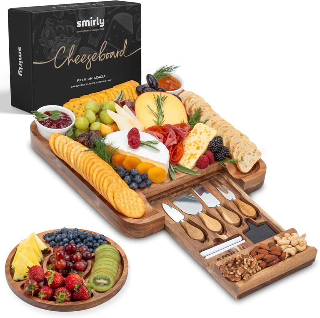 SMIRLY Charcuterie Boards Gift Set: Charcuterie Board Set, Bamboo Cheese Board Set - House Warming Gifts New Home, Wedding Gifts for Couple, Bridal Shower Gift