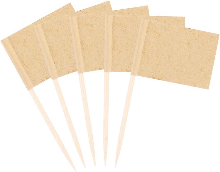 100 Pieces Blank Toothpick Flags Cheese Markers Food Labels for Party Buffet Cheese Labels for Charcuterie Board Cocktail Picks for Appetizers (Kraft)