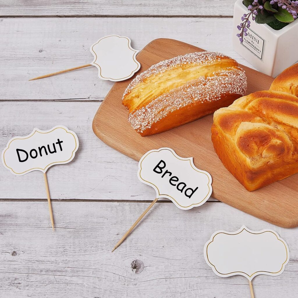 50 Pieces Cheese Markers for Charcuterie Board Buffet Labels Food Tags Blank Toothpick Flags Appetizer Signs Chalkboard Cupcake Toppers Picks for Wedding Birthday Party Decorations (Brown)