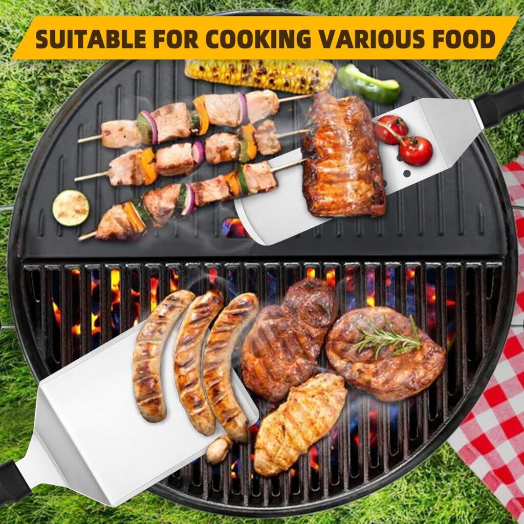 8PCS Griddle Accessories Tool Kit, Flat Top Grill Spatula Set for Blackstone and Camp Chef, Included Turner, Scraper, Chopper, Bottles, Carry Bag, Perfect for Outdoor BBQ, Indoor Cooking